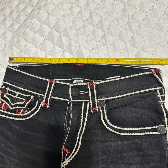 True Religion Dark Jeans with Red and White Stitching - Picture 4 of 7